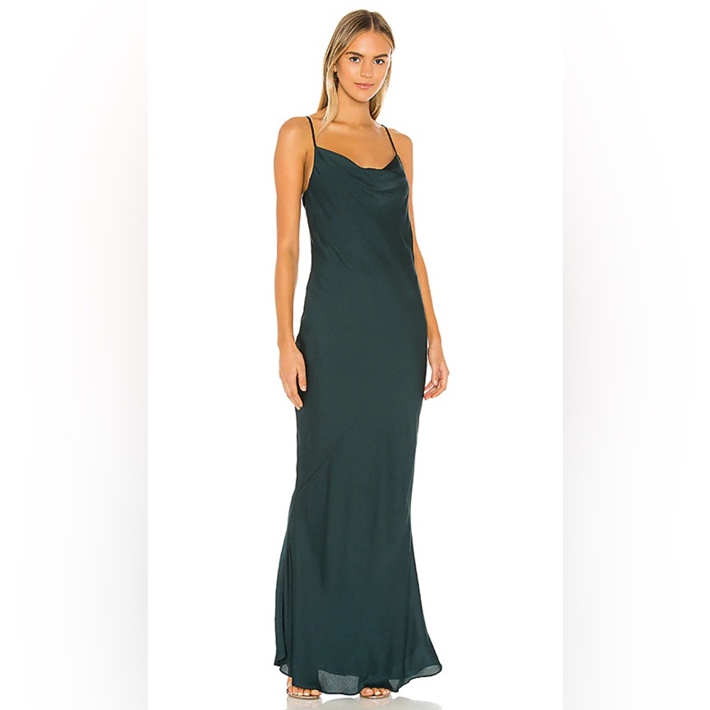 Shona Joy, Luxe Bias Cowl Slip Dress in Emerald, Size 8, maxi length